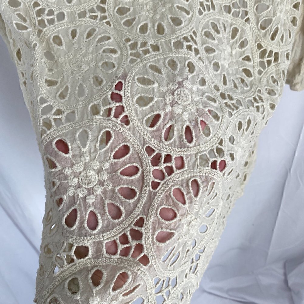 Johhny Was Ivory Eclectic Pattern Embroidered Lace Top - Picture 10 of 10